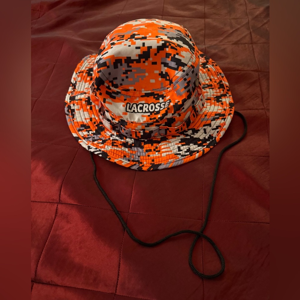 Orange and Black Lacrosse Digital Camo Bucket Hat